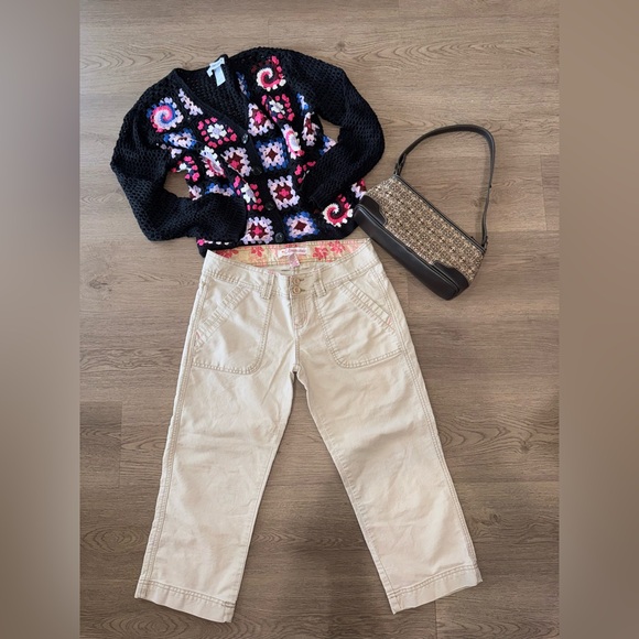 Aeropostale Y2K 2000s Beige Khaki 100% Cotton Cropped Utility Pants Size 3/4 - Picture 7 of 11